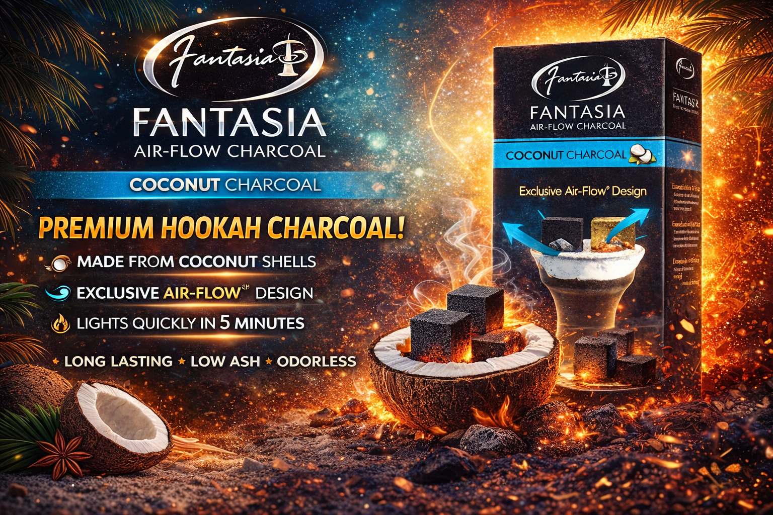Fantasia Hookah Charcoal Coconut 10CT (C6) product image